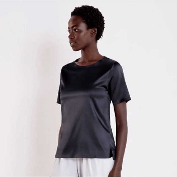 ADAY First Class Satin T-Shirt, ‘Midnight’ black/blue, size XS - Picture 1 of 8